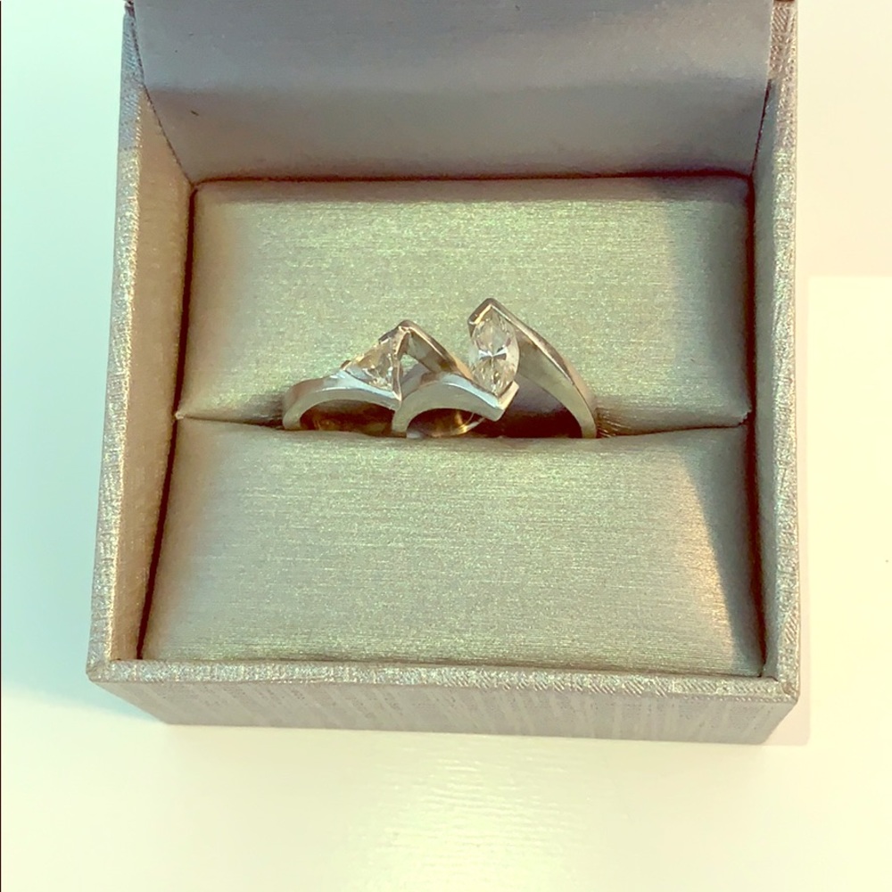 Custom Platinum Matching Diamond Ring Set